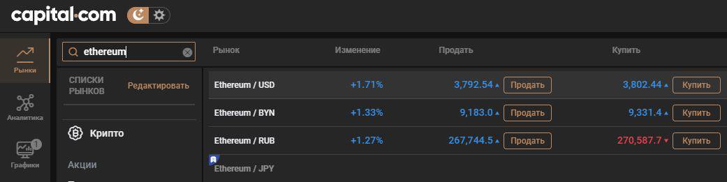 Buying Ethereum, screenshot