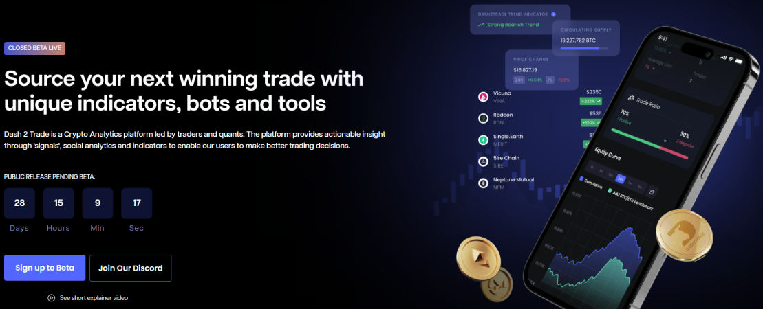 Dash 2 Trade - Crypto Analytics platform